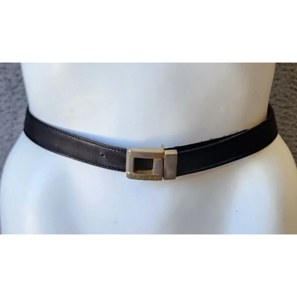 Vintage YSL Yves Saint Laurent Black‎ & Brown Reversible Leather Belt 37